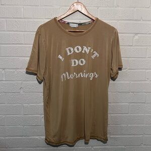 Tan Graphic Tee with Slogan